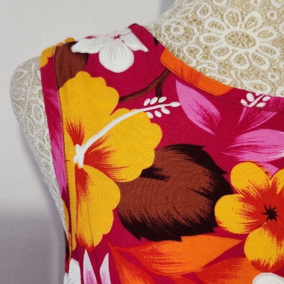 Bali Chic Women's Size Small Tropical Floral Print Sleeveless Maxie Dress Beach - Picture 5 of 13